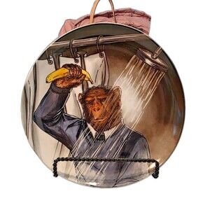 West Elm Rachel Kozlowski Dapper Animal Plate Halloween Psycho Monkey NEW